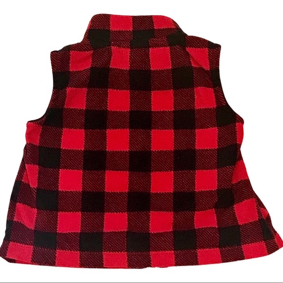 *SOLD* Carters | Red & Black Buffalo Plaid | Fleece Zip Up Vest | Unisex - Picture 5 of 5